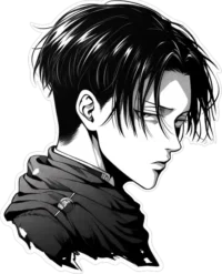 aot-levi-ackerman-bw-manga-sticker