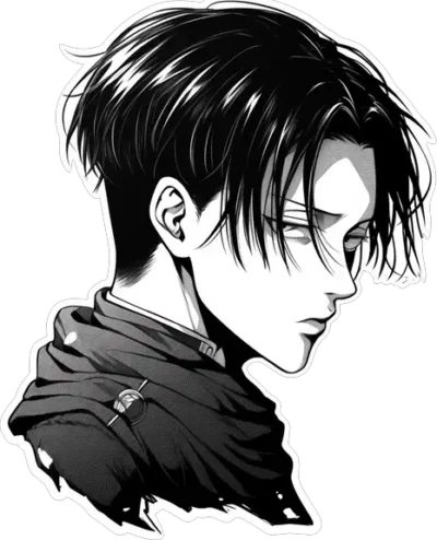 aot-levi-ackerman-bw-manga-sticker