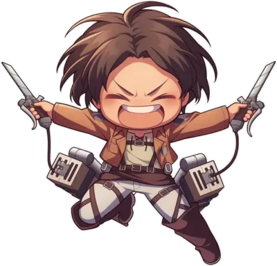 attack-on-titan-eren-fighting-cute-sticker