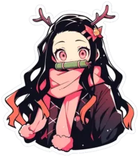 christmas-nezuko-with-reindeer-antlers-sticker