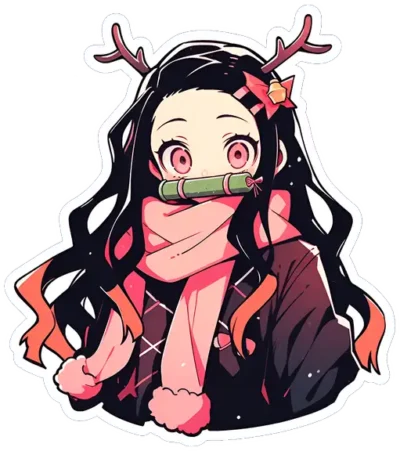 christmas-nezuko-with-reindeer-antlers-sticker