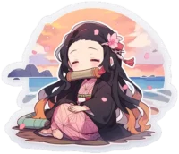 cute-nezuko-by-the-sea-sticker