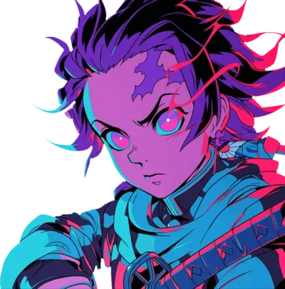 demon-slayer-tanjiro-kamado-neon-aura-sticker