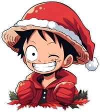 funny-monkey-d-luffy-in-christmas-outfit-sticker