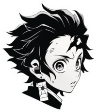 kimetsu-no-yaiba-tanjiro-black-white-sticker