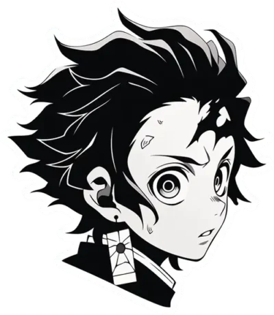 kimetsu-no-yaiba-tanjiro-black-white-sticker