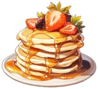 pancakes-with-strawberries-honey-sticker